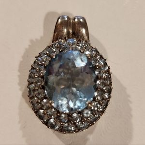 Stunning Topaz Silver Halo Design Pendant